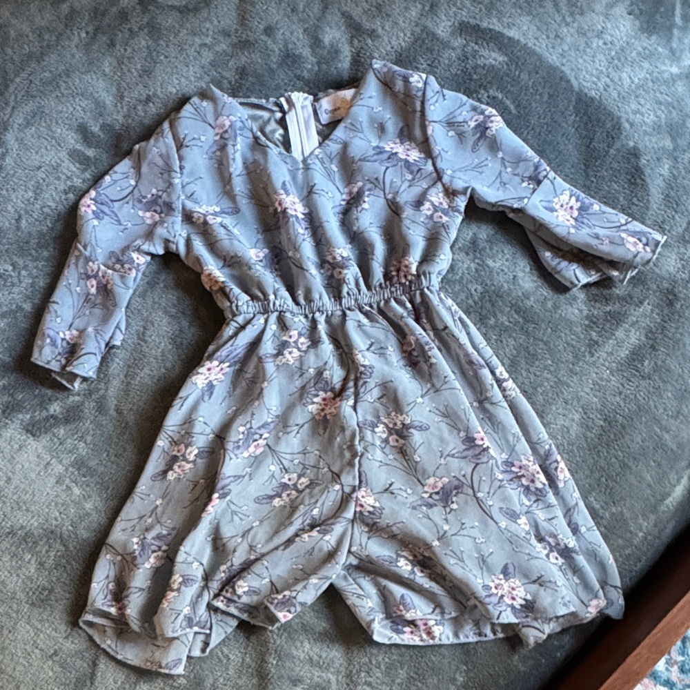 Floral Gray Kids Romper